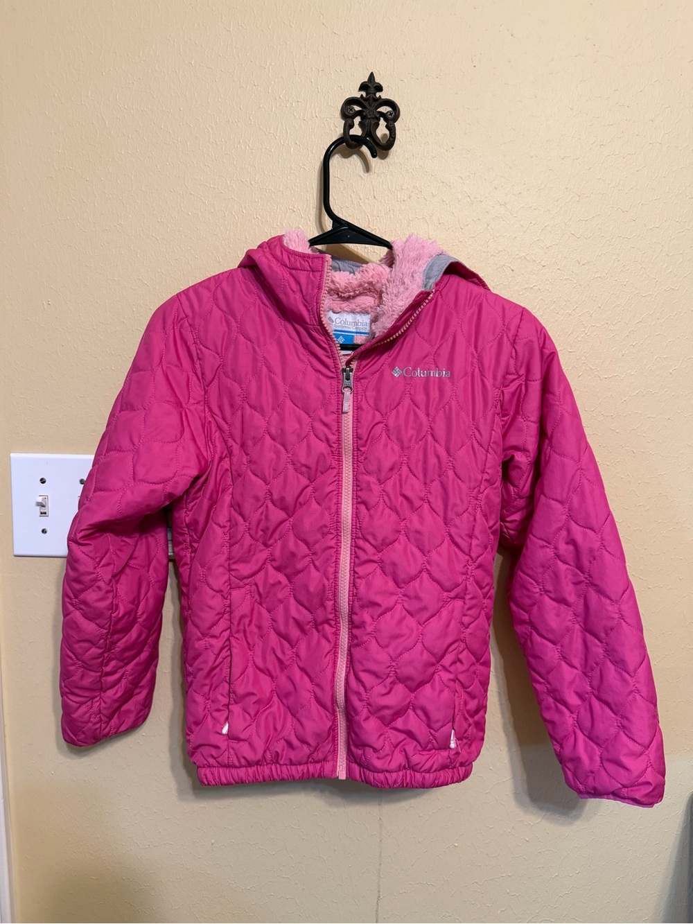 Columbia Girls' Hot Pink Quilted Hooded Puffer Jacket